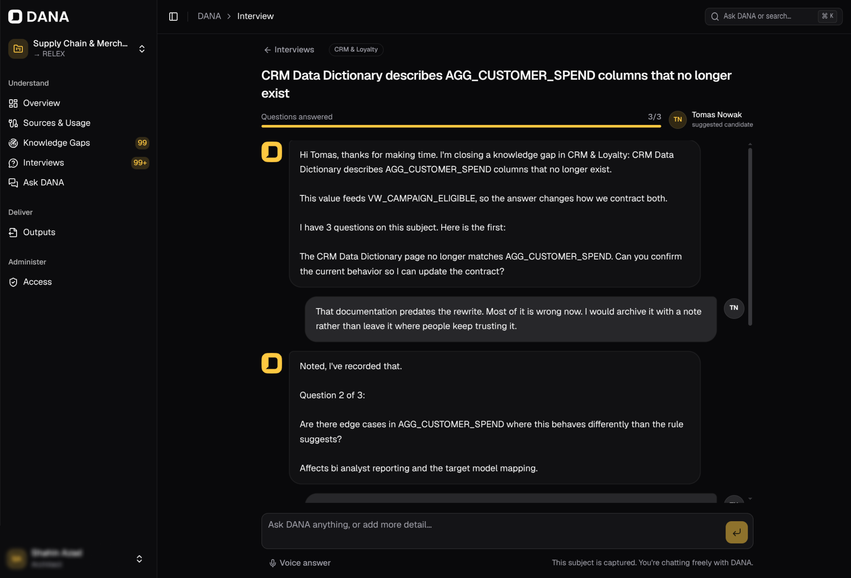 DANA product screenshot